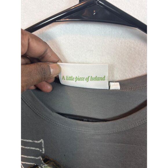 Irish Memories Grey Graphic 3/4 Sleeve Shirt Featuring Harp Design - Picture 4 of 11